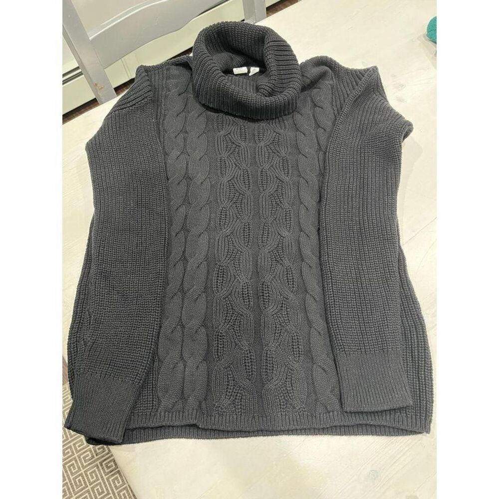 Gap size X small black‎ cable knit chunky turtleneck sweater
